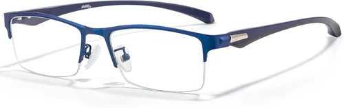 Vista 10 de ANRRI Gafas de luz azul para hombre, con marco de metal, rectangular, sin montura y bloqueo UV, para computadora