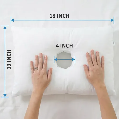 Vista 5 de SleepEasy - Almohada CNH de algodón cómoda con orificio para las orejas para dormir de lado, alivio de presión y dolor, ergonómica, transpirable e