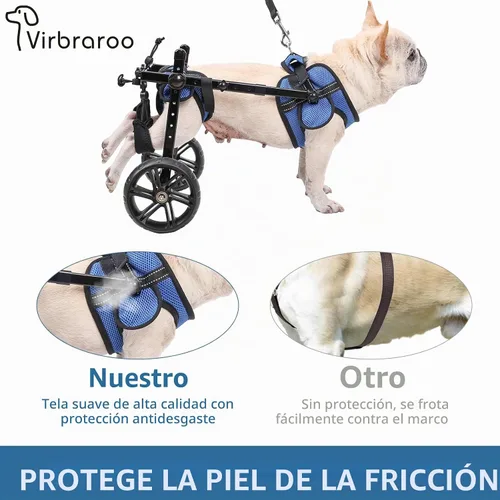 Vista 5 de Silla de ruedas para perros para patas traseras con neumáticos todo terreno mejorados y rodamientos duraderos, silla de ruedas ajustable para perro