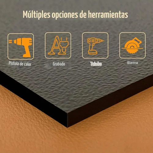 Vista 3 de Lámina de plástico ABS de 1/4 de pulgada de grosor de 8" x 12" (paquete de 2), panel rígido moldeable negro con diferentes superficies