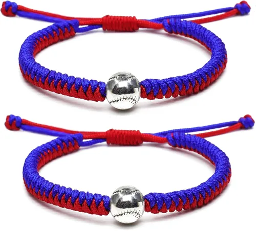 Vista 12 de Pulseras trenzadas hechas a mano, regalos de béisbol para niños, pulseras ajustables con cuentas de béisbol, pulseras de béisbol inspiradoras