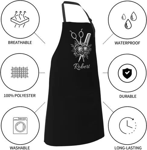 Vista 7 de Delantal unisex con babero ajustable personalizado para hombres y mujeres, delantales de cocina personalizados para fotos, 33 x 28 pulgadas