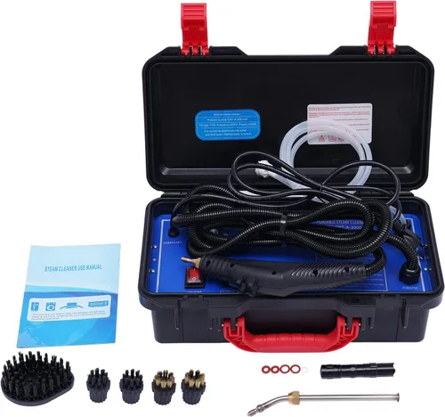 Vista 4 de Limpiador de vapor de mano de 1700 W, limpiador de vapor a presión de 110 V 3-5 bar, limpiador de vapor portátil resistente 3 en 1 para auto