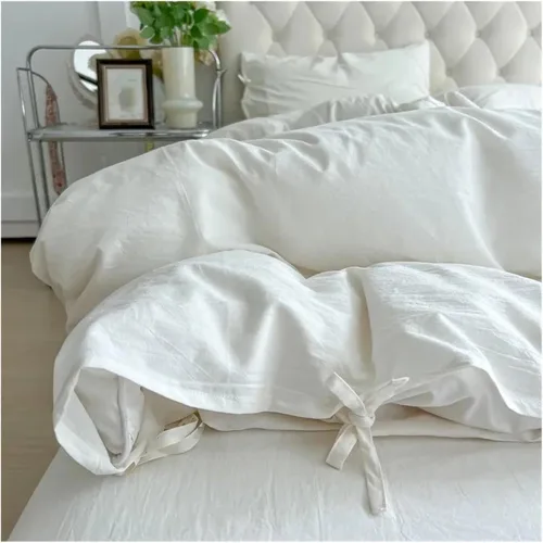 Vista 2 de Bed, White Duvet Cover Set Soft Double Large Super Soft Bedding Set Duvet Cover Sheet Pillowcase