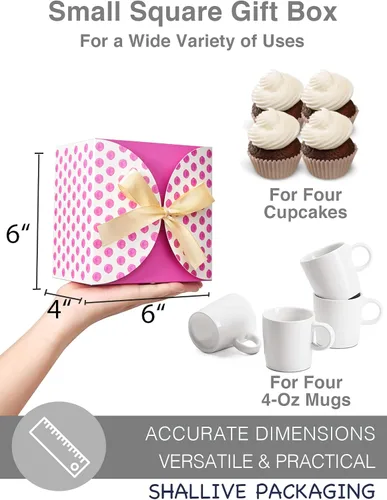 Vista 3 de Shallive 48 cajas rosadas de 6 x 6 x 4 pulgadas, cajas de regalo pequeñas con tapas y cintas, cajas de propuesta de dama de honor de acuarela