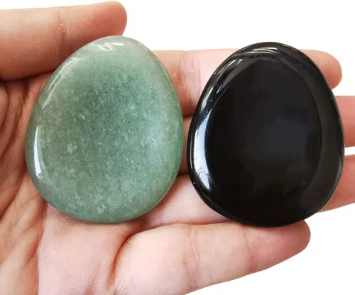 Vista 18 de Piedra calmante para el pulgar, en forma de gota, para relajar el estrés y curación con cristal Reiki, cabe en la palma de la mano