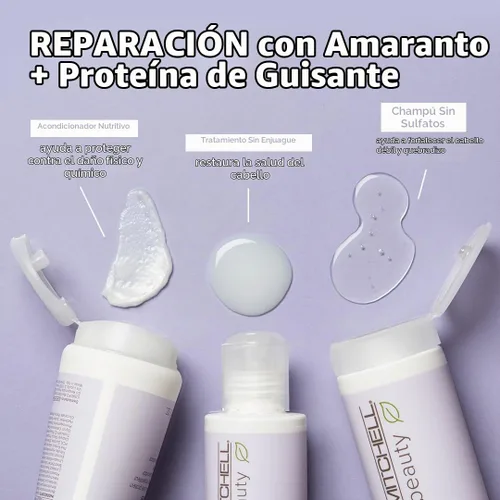 Vista 3 de Paul Mitchell Champú reparador de belleza limpia, fortalece y protege, para cabello dañado y quebradizo