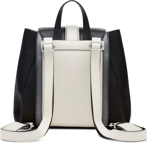 Vista 3 de Calvin Klein Mochila Sahara Flap Turnlock para mujer, Querubín BlancoNegroNegro