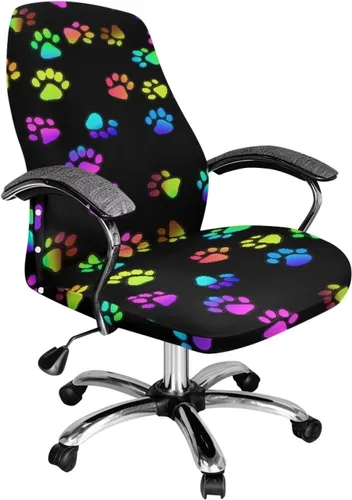 Vista 19 de Green Leaf - Fundas para sillas de oficina en casa, fundas elásticas para sillas de escritorio de computadora, respaldo alto, universales, fundas