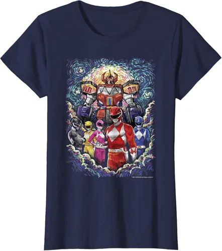 Vista 27 de Power Rangers Mighty Morphin' Megazord Starry Night Poster Camiseta