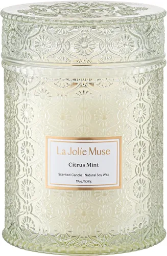 Vista 9 de LA JOLIE MUSE - Vela de incienso, oud, azafrán rojo - 12 onzas, gran vela de cera de soya de 2 mechas 60 horas de combustión limpia Lista