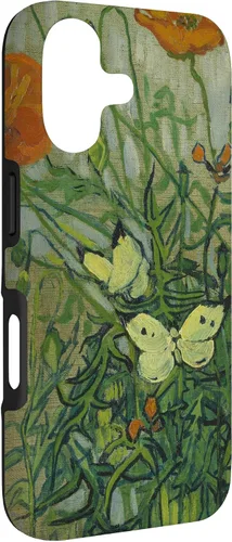 Vista 3 de Vincent Van Gogh - Carcasa para iPhone 17, diseño de mariposas y amapolas