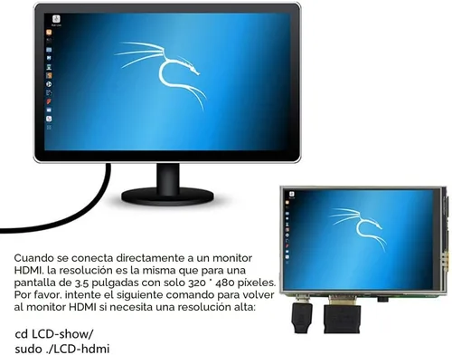 Vista 4 de para Raspberry Pi 3 B+ Pantalla táctil de 3.5 pulgadas con estuche, monitor TFT LCD de 320x480 píxeles