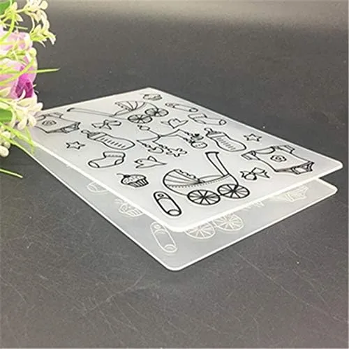 Vista 2 de Carpeta de grabación en relieve de plástico para álbum de recortes DIY álbum de fotos Herramienta de tarjeta Plantilla de plástico