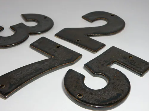 Vista 2 de Stoneware House Numbers, House Tiles, Ceramic house Address Numbers