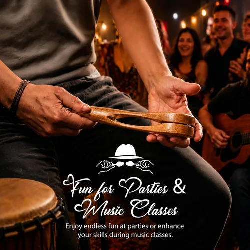 Vista 4 de Cucharas musicales de madera marrón, instrumento de percusión popular, percusión tradicional de los Apalaches celtas irlandeses, cucharas de ritmo
