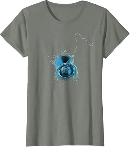Vista 11 de Shattered Yo Yo - Camiseta de diseño azul impresionante, Negro, S