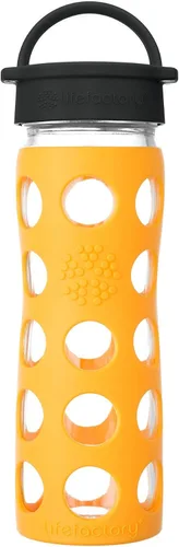 Vista 26 de Lifefactory Botella de agua de vidrio sin BPA de 12 onzas con tapa clásica y funda protectora de silicona, Marigold Caléndula