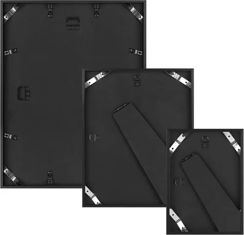 Vista 9 de Frametory, juego de 7 marcos de fotos de aluminio negro con alfombrilla extraíble - Incluye cuatro de 5 x 7 pulgadas, dos de 8 x 10 pulgadas y uno