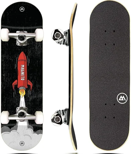 Vista 15 de Magneto Complete Skateboard 6-Layer Canadian Maple Double Kick Concave Deck Beginners, and Teens Astronaut