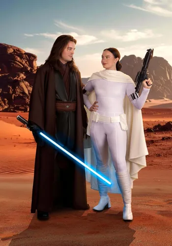 Vista 3 de Disfraz de Padme Amidala de Star Wars para mujer con cinturón de capa y espinilleras Traje de cosplay de Halloween