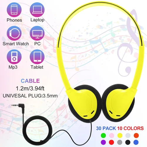 Vista 2 de 10 auriculares a granel sobre la oreja con cable de enchufe de 0.1 in