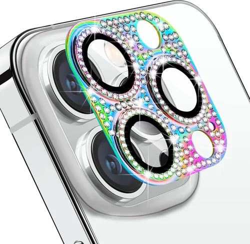 Vista 38 de Protector de lente de cámara para iPhone 13 & iPhone 13 Mini, brillante con diamantes de imitación 3D con purpurina, cubierta de cámara de vidrio