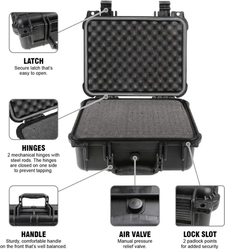 Vista 4 de Olympia Funda rígida impermeable de 10.47" con espuma personalizable DIY, apta para el uso de equipo, accesorios, cámara, etc