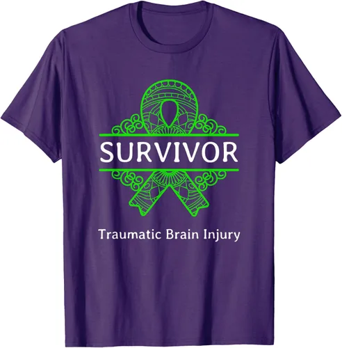Vista 26 de Camiseta de concientización traumática con cinta verde para supervivientes de lesiones cerebrales, Negro, S
