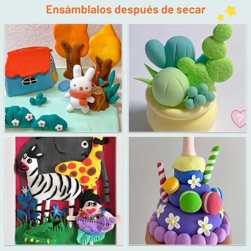 Vista 7 de GAGATOAD - Arcilla seca al aire para niños, 36 colores con libro guía, kit de arcilla ultra ligera para secar al aire con tabla de prensar