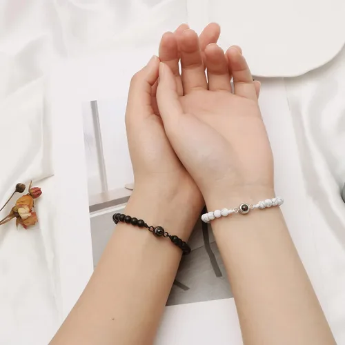 Vista 4 de Pulsera con texto en inglés "I Love You" para parejas, regalos para mi hombre, novio, novia, marido, esposa, mi amor, prometida, para el día de San