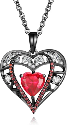 Vista 97 de Collar de cristal de 5 corazones, chapado en oro rosa de 18 quilates, colgante con cadena de plata de ley 925 de 18 + 2 pulgadas, joyería de piedra