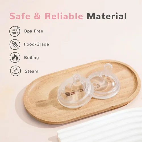 Vista 4 de COMI Natural Flow - Tetinas de silicona para biberón, pezones anticólicos para bebé, flujo medio, tamaño M, más de 3 meses, 2 unidades, compatible