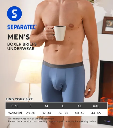 Vista 6 de Separatec Ropa interior transpirable de rayón refrescante para hombre, hecho de bambú, calzoncillos tipo bóxer para hombres, bolsa de bola, paquete