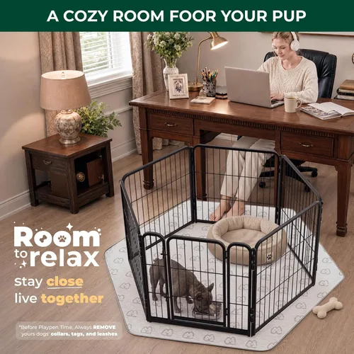 Vista 2 de FXW Homeplus Unleashed Corral para Perros de Interior - Juego Sin Estrés y Seguro, Resistente de 24 Pulgadas con 6 Paneles para Cachorros y Perros