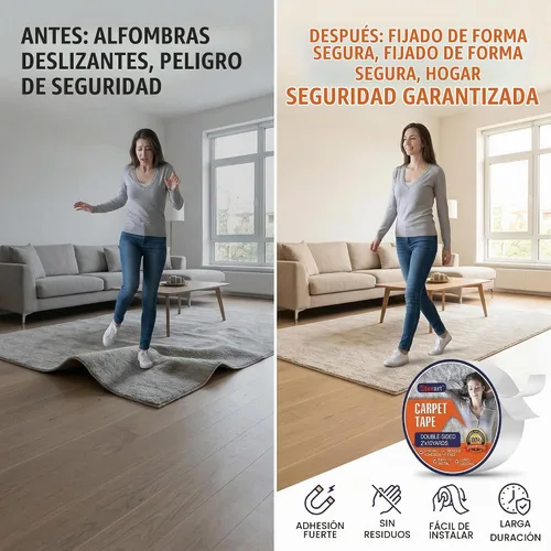 Vista 6 de Eterart Cinta Adhesiva de Doble Cara Resistente para Alfombras de Área, Pisos de Baldosas y Madera Dura, Sobre Alfombra, Cinta para Alfombras