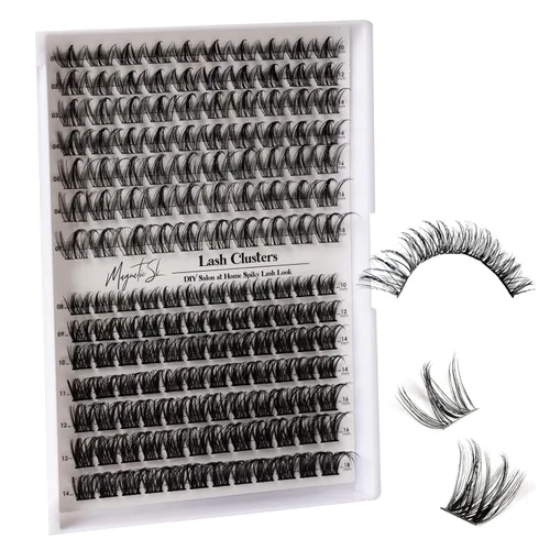 Vista 10 de Extensiones de pestañas en racimo, 72 racimos de pestañas individuales, extensiones de pestañas postizas, kit de extensión de pestañas para colocar