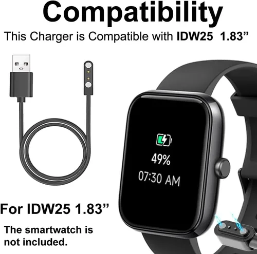 Vista 2 de Cables de carga para reloj inteligente compatibles con IDW25 de 1.83 pulgadas BOOOMIC KALINCO Mikego Smart Watch, paquete de 2