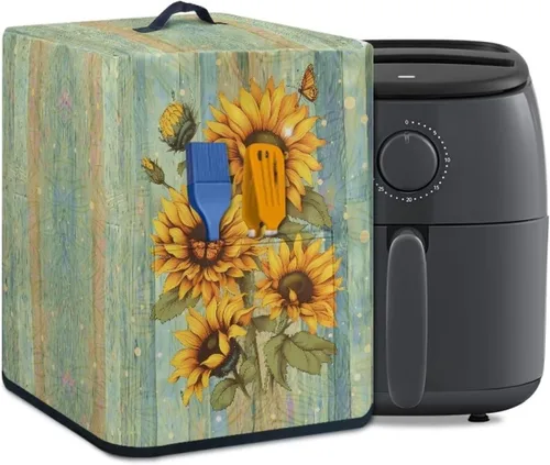 Vista 10 de Cubierta para freidora de aire con diseño de estrella de mar de playa, funda protectora rectangular con bolsillo y asa para olla a presión