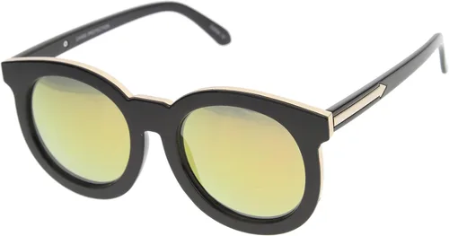 Vista 2 de zeroUV Women's Fashion Oversized Flash Mirrored Flat Lens Round Sunglasses 64mm