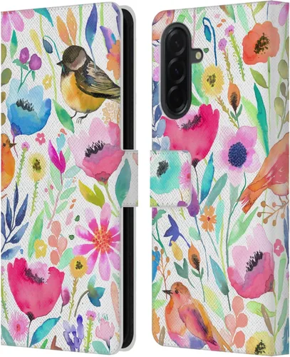 Vista 281 de Head Case Designs Officially Licensed Ninola Brushstrokes Black Summer Patterns Leather Wallet Case Compatible with Samsung Galaxy A07 4G