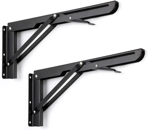 Vista 8 de Sumnacon - Soportes plegables resistentes, soportes de estante de metal negro de alta resistencia para mesa y banco, escuadra triangular de 8