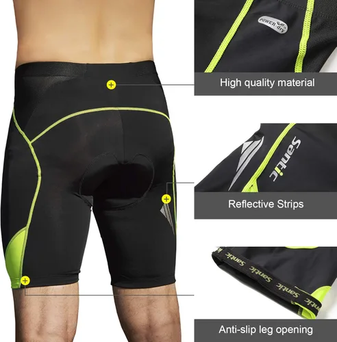 Vista 4 de Santic Pantalones cortos de ciclismo acolchados para hombre, pantalones de ciclismo para ciclismo, ropa de ciclismo