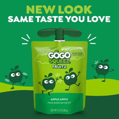 Vista 5 de GoGo squeeZ Puré de manzana y puré de frutas, manzana, fresa y plátano, 3.2 oz (paquete de 12), aperitivos de frutas sin azúcar para niños, sin
