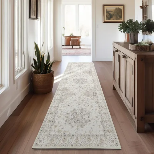 Vista 133 de jinchan Lima - Alfombra simétrica floral geométrica lavable, alfombra de entrada de medio círculo de 2 x 3, alfombra de media luna, suave y Azul