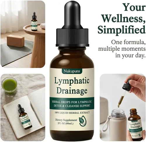 Vista 10 de Gotas de drenaje linfático, suplementos de drenaje linfático, apoyo del sistema linfático de mezcla de hierbas, drenaje linfático, vegano y sin OMG