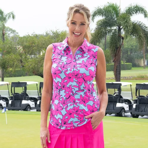 Vista 2 de Jofit Apparel - Polo sin mangas para mujer con estampado para golf y tenis