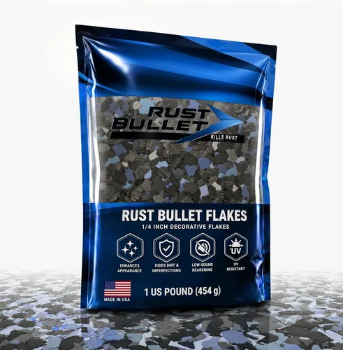 Vista 18 de RUST BULLET Copos de color decorativos – marrón otoñal – Personaliza pisos de concreto con 1 libra de chips de vinilo duraderos y resistentes a