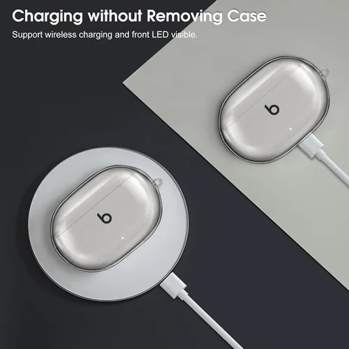 Vista 5 de Fintie Funda transparente para los nuevos Beats Studio Buds + (2023) / Beats Studio Buds 2021, funda protectora antipérdida a prueba de golpes