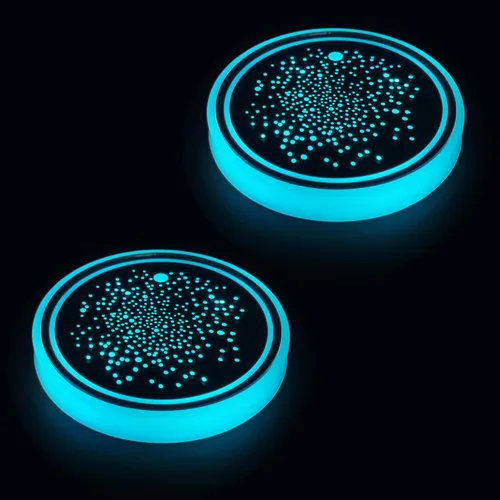 Vista 21 de Paquete de 2 posavasos con luz para automóvil, luces LED, sensor inteligente, recargable, 7 posavasos que cambian de color (A)